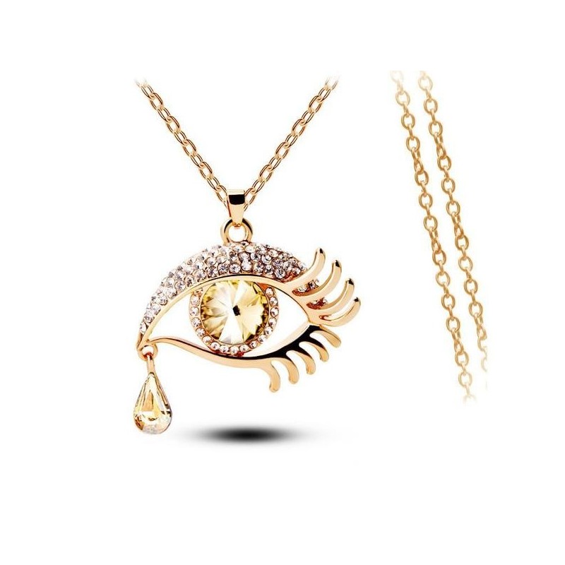 Collier Oeil Avec Larme Plaque Or Justnecklaces
