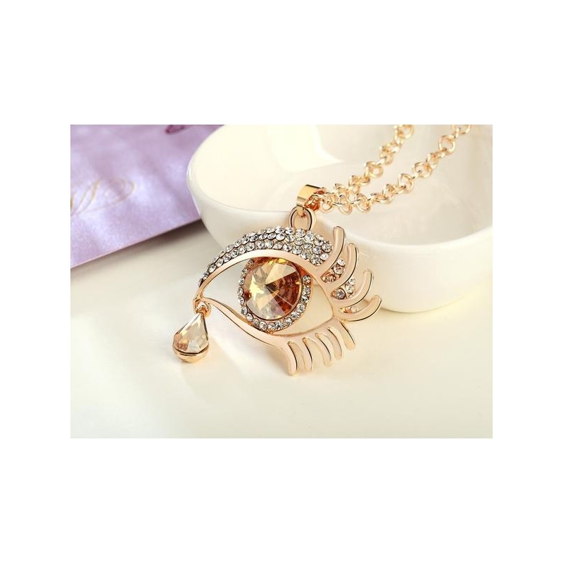 Collier Oeil Avec Larme Plaque Or Justnecklaces